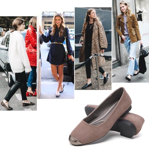 hash bubbie Women's Flats Shoes Ballet Flats Womens Round Toe Memory Foam Comfortable Dress Shoes Faux Suede Slip on Loafers for Women4