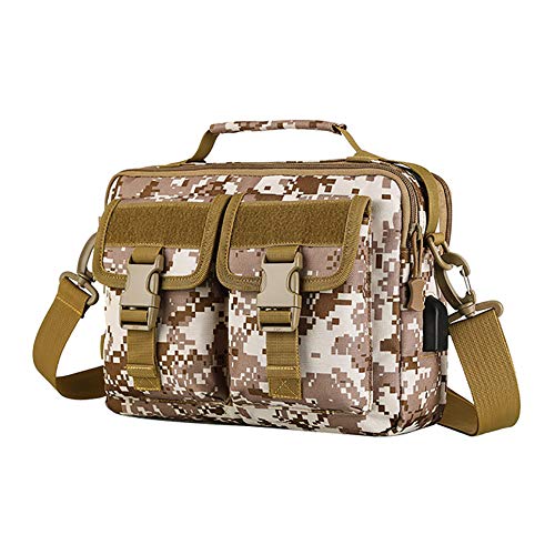 Men's Multifunction Tactical Messenger Bag Waterproof Nylon Shoulder Briefcase Handbags with USB Port-F