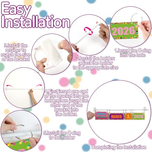 Image of Naozinebi Confetti Calendar Bulletin Board Set Colorful Dot Flip Calendar with Holder Confetti Classroom Decoration with 54 Date Cards Adjustable Calendar Holder for Classroom Home Decor Supplies