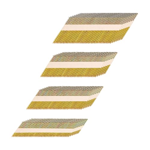 Korantek 34°Framing Nails,D Head Nail Pack,Galvanized Paper Tape Strip Nails,Ring Shank,for 30 to 34 Degree Framing Nailer(2",2-1/2",3", 3-1/2",1000-Pack)