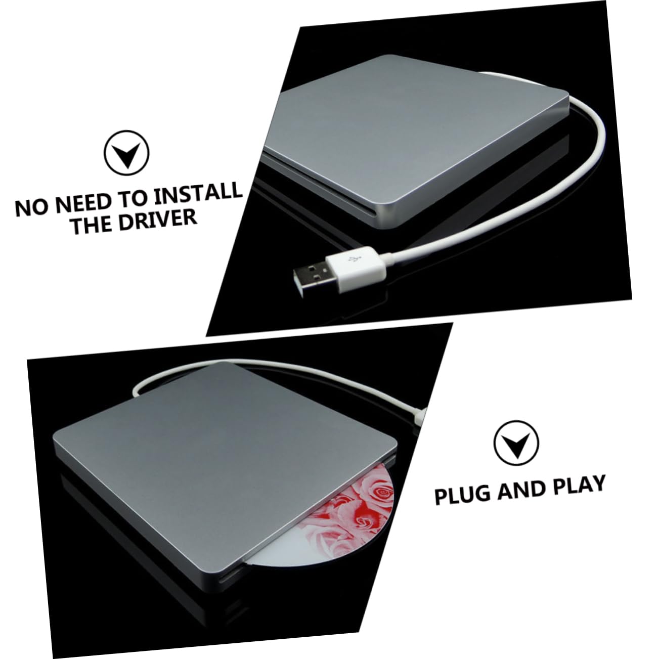 NUOBESTY Unità Dvd Portatile Masterizzatore Dvd Lettore USB per Computer Desktop Laptop Operativo Installazione Dati Veloce Materiale Duraturo Pratico Regalo Amici Familiari Trasporto