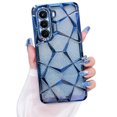 Image of VONZEE Gradient Glitter Case for Oneplus Nord 6 Lite, Luxury Electroplated 3D Cube, Diamond Bling Shiny Soft TPU Clear Shockproof Women Girls Protective Phone Cover (Sierra)