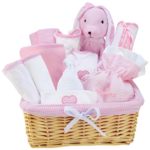 Trend Lab Deluxe 12 Piece Gift Basket Set in Pink