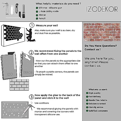 Izodekor 3D Wall Panels Brick Effect - Cladding, Stone Look, Styrofoam Facing For Living Room, Kitchen, Bathroom, Balcony, Bedroom, Back Of Counter And Teras | Stone Bridge (10" X 10" Sample) #TOP7