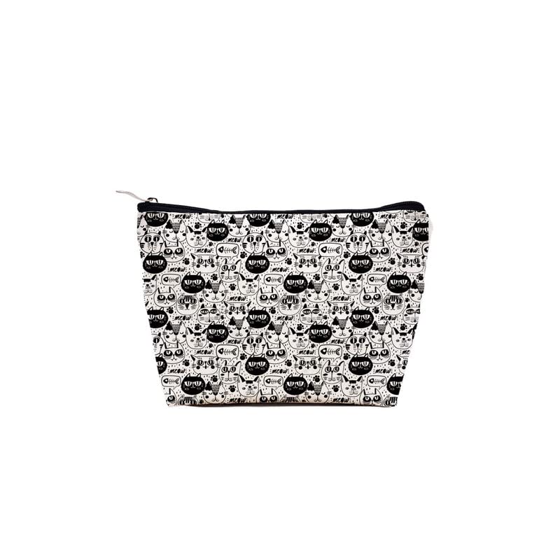 Image of TheYaYaCafe Letter Print 8 Cms Cosmetic Pouch (M CC0002 Cute-Cats Black)