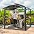 Domi Hardtop Grill Gazebo 8x5FT, Grill Canopy for Outdoor Grill w/Double Galvanized Steel Roof and 2 Side Shelves, BBQ Gazebo Grill Tent for Patio Garden Backyard, Grey