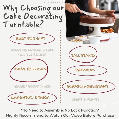 The Upper Kitchen Cake Spinner – Best Cake Spinner Turntable For Decorating, Tall Spinning Cake Stand For Decorating, Rotating Cake Stand, Small Revolving Cake Stand, White Cake Decorating Stand #TOP4