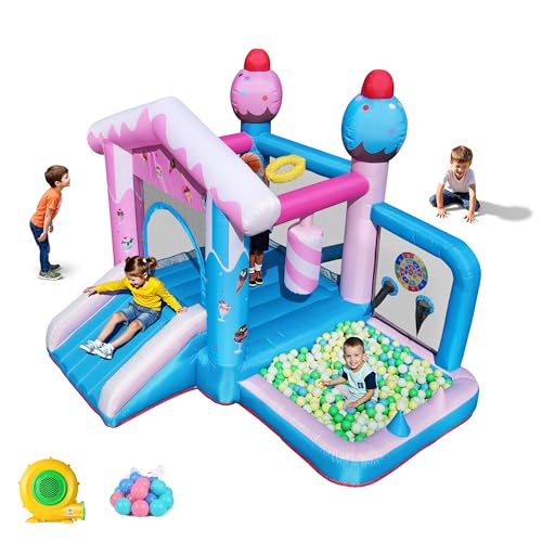 TOAOB Inflatable Bounce House - 8-in-1 Bouncer House for Kids Ages 3-6, Indoor & Outdoor Bouncy Jumping Castle Slide with Blower for Backyard Birthday Party