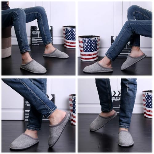 Image of LE KAPMOZ Men's Boiled Wool House Slippers Breathable Winter Warm Slip on Mules Indoor /Outdoor Slipper for Women Two Tone Cap Toe Clog