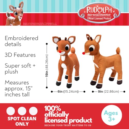 Image of Rudolph The Red Nose Reindeer Kids Holiday & Christmas Bedding Super Soft Plush Cuddle Pillow Buddy, One Size, (Officially Licensed Product) By Franco