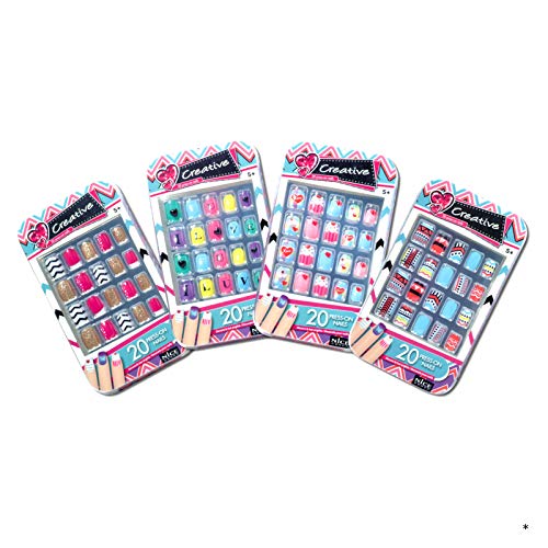 Preisvergleich Produktbild 4 Packungen Kinder Fingernägel künstliche Fingernägel selbstklebend Kindernagelstudio Spielzeug Kosmetik Nageldesign Nagellack Maniküre Nagel Tattoo Kinderschminke Nagelset Nails Kreativ Set Mädchen