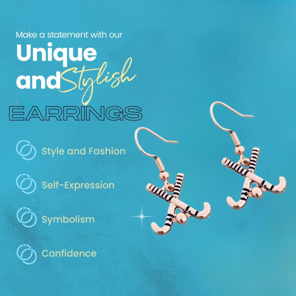 Field Hockey Earrings - Rose Gold Charm Jewelry and Accessories, Field Hockey Gifts for Players, Teams, and Coaches, Field Hockey Stick Dangle Earrings - Image 3