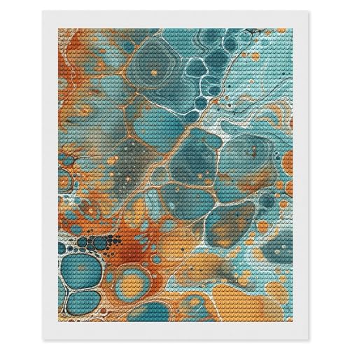 Peinture diamant turquoise orange canevas strass bricolage adulte loisir creatif