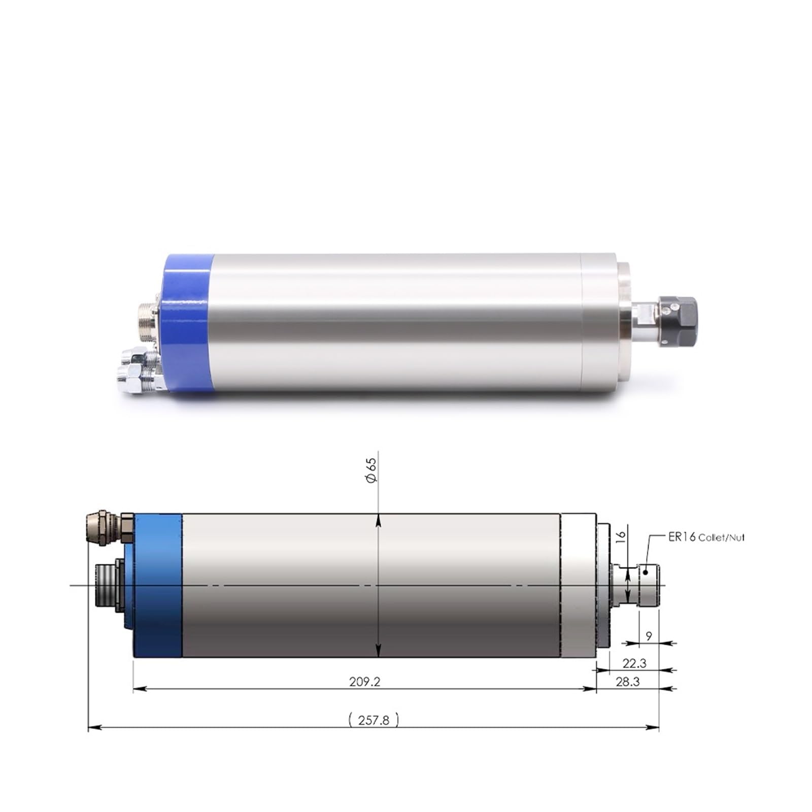 Zestawy silników wrzecionowych 1,5 kW ER16 D=65 mm/chłodzonych wodą oraz regulator prędkości silnika H100 i pompa wodna R o mocy 1,5 kW dla Automatyki Fabryki