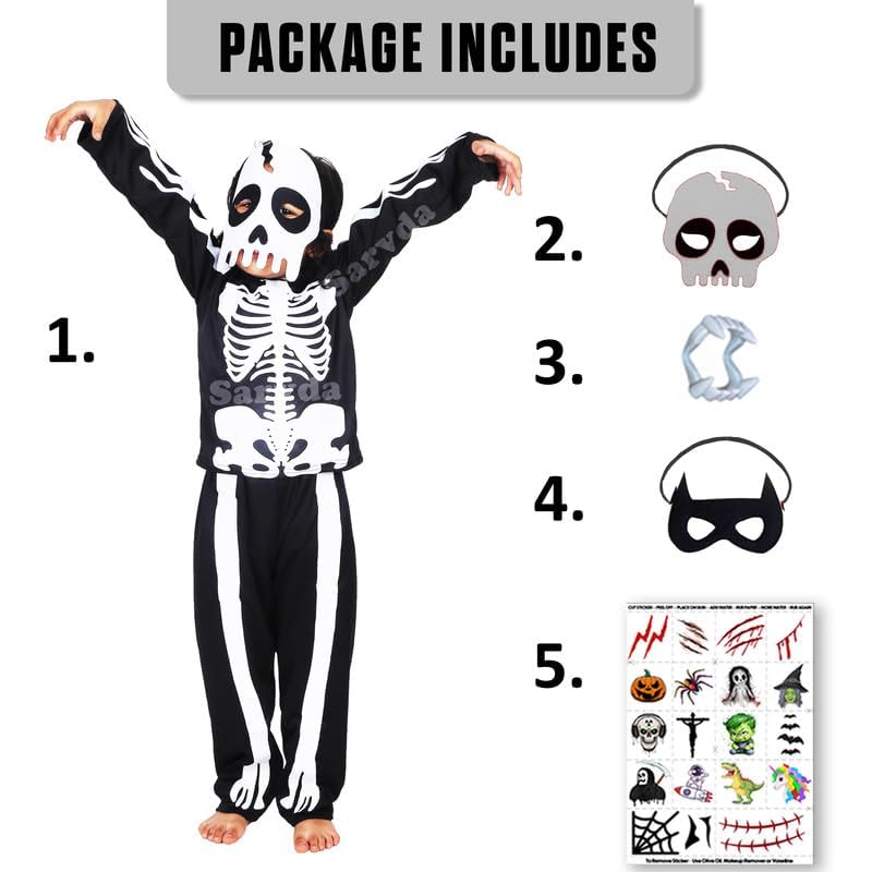 Image of Sarvda Halloween Dress | Costume and Accessories | For Girls and Boys | Haunted Horror Theme Party Vampire Witch Ghost Skeleton Draculla Pumpkin Scary Cosplay Dress