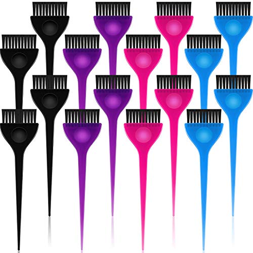 16 Pieces Translucent Hair Dye Brush Hair Coloring Brush Multicolored Hairdressing Tint Brushes for Salon Hotel Hair Caring Supplies
