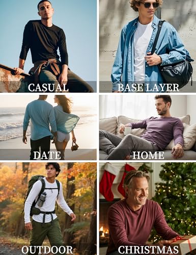 Cotrasen Mens Long Sleeve Tee Shirts Cotton Crew Neck Moisture Wicking Soft Casual Basic T-Shirts3