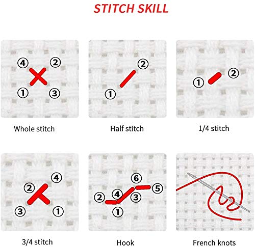 Image of Funchey Stamped Cross Stitch Kits, DIY Cross Stitch Pattern for Adults Beginners Needlepoint Kits Embroidery Kit Arts and Crafts 11CT-Moon Wolf 16x20 inch