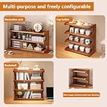 Kitchen Countertop Organizer Bamboo Wooden Counter Storage Shelf Rack, Multifunctional Freestanding Shelf Unit for Bathroom, Kitchen, Living Room, Office (3-Tier) (MJ-3Brown-US) - Image 5