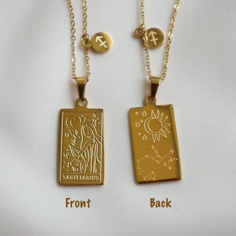 Double Pendentif Constellation Pierre de Naissance 12 Constellations Saturne pour Filles