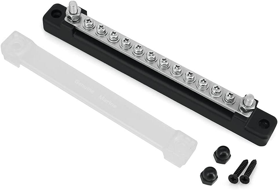 2 Studs 12 Terminal Grounding Bus Bar 150A DC BusBar Block with PC