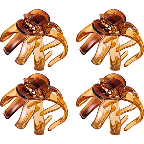 4 Pieces Large Grip Octopus Clip No Slip Spider Hair Clips Octopus Jaw Hair Clips for Thick Long Hair Women Girls (Brown, 8.5 cm)