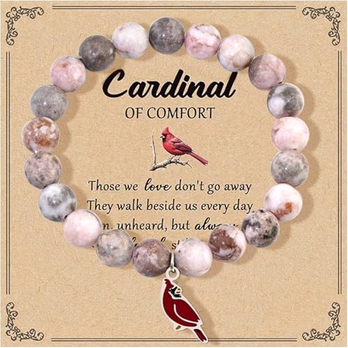 WXCATIM Memorial Bracelet Sympathy Gifts For Loss Of Loved One Red Cardinal Gifts In Memory Of Loved One Gift Bereavement Gift For Loss Of Mom Dad Daughter Son Memorial Bracelets For Women