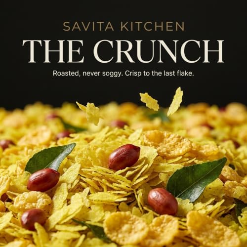 Image of Savita Kitchen Chura Chivda Namkeen 250g | Roasted Poha Chiwda Mixture with Peanuts, Curry Leaves & Green Chilli | Made in Mustard Oil | No Palm Oil, No Preservatives | Small Batch Tea Time Snack