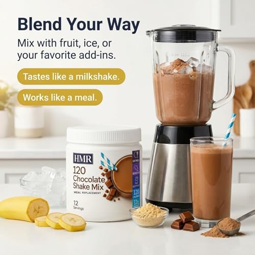 Image of HMR 120 Chocolate Meal Replacement Shake Powder, 12 Servings | Meal Replacement Shake - Rich Chocolate Flavor - 120 Shake Powder - 12g Protein - 12 Servings