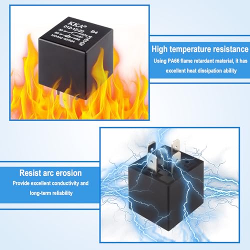 4 PCS Relays, 5 Pin Relay, 40A Waterproof Car Relays, 12V Relay Switch for Electric Cooling Fans, Motor Starters, Automotive Taillights