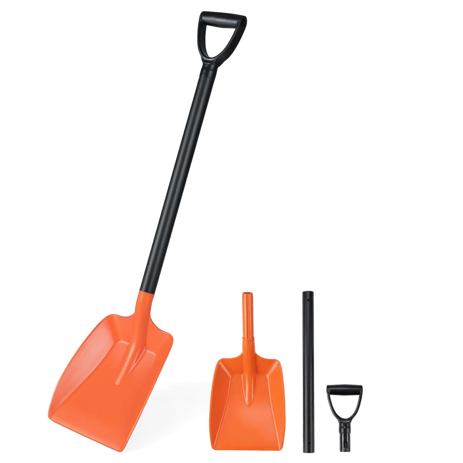 GYMAX Pelle à Neige 111cm avec Lame 32x26cm, Manche Léger Robuste en Aluminium, Poignée Pratique en Forme D, Outil de Déneigement Déblaiement pour Toit Voiture Allée Jardin