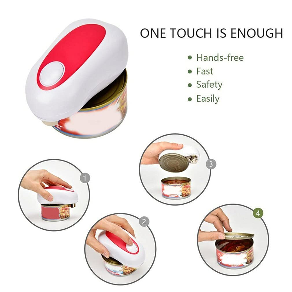 Ouvre Boite Ouvre-boîte électrique sans bords Sharp Outil de cuisine Ouvre-outil électrique Ouvre Boite De Conserve (Color : White and red)