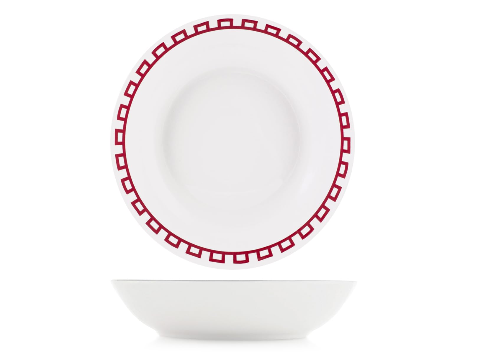 H&H Servizio Tavola Kora 18 Pezzi in Porcellana Decorata - Piatti Piani, Fondi e Frutta con Decorazioni Rosse e Arancioni - Adatto Lavastoviglie e Microonde, Idea Regalo Perfetta