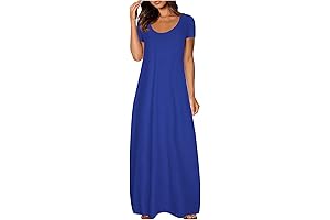 Tshirt Dresses for Women Casual Scoop Neck Short Sleeve Maxi Dress Summer...