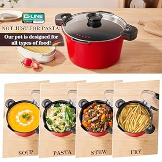 ROSSETTO Faitout Marmite Cuiseur à pâtes Revêtement antiadhésif Friteuse avec Panier Tous Feux Dont Induction Rouge 24cm