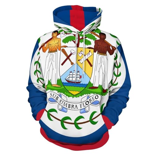 Sweat à capuche drapeau Belize pour adolescent et homme décontracté