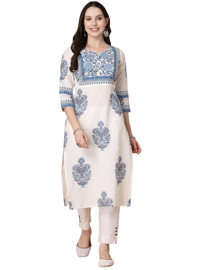 jaipuri fashionista Womens Printed Cotton Round Neck Straight Kurti-picture-54
