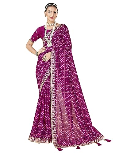 Sari en soie Vichitra premium AKHILAM motifs Bandhani traditionnels de luxe