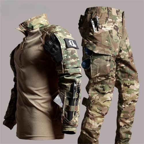 Adhdyuud Taktischer Anzug für Herren, Outdoor, Militär, Paintball, Hemden, Spezialeinheiten, Schwarzer Anzug, XXXL