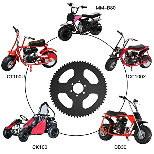 Yoxufa 65 Teeth #35 Chain Rear Sprocket For 97Cc 98Cc 100Cc 2.5Hp Coleman Ct100U Trail Cc100X Ck100 Baja Doodle Bug Blitz Dirt Bug Racer Db30 Trailmaster Mb Storm Mini Bike Go Kart Drift Trike 6 Hole #TOP1