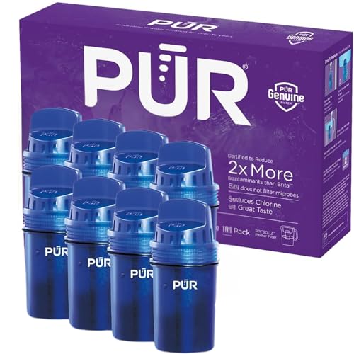 PUR Water Pitcher & Dispenser Replacement Filter Pack of 8, Genuine PUR Filter, 2-in-1 Powerful & Faster Filtration, 16-Month Value, Blue (PPF900Z4)