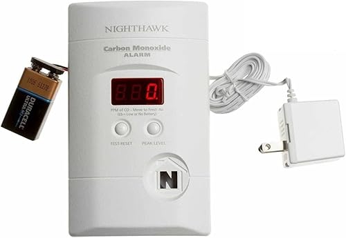 Miniatura 13 de Kidde Detector de monóxido de carbono, enchufe de pared con batería de 9 voltios, pantalla LED digital, paquete de 4