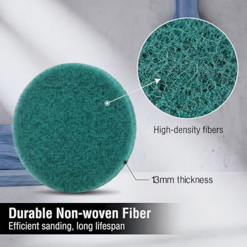 Image of 20 Pcs 4 inch Drill Brush Scrubber Scouring Pads | 180 Grit, Hook & Loop Power Scrubber Scour for Rotary Tools, Random Orbital Sander (Green)
