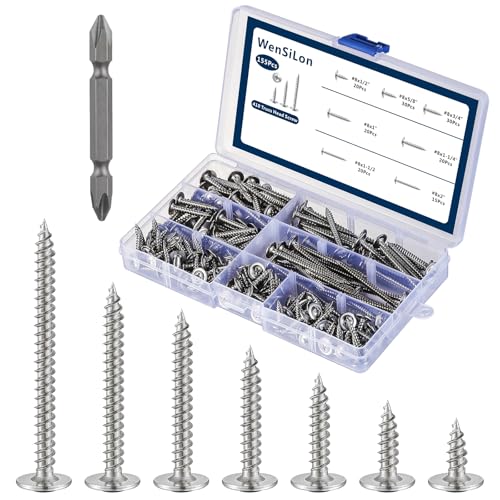 Image of WensiLon #8 Phillips Truss Head Wood Screws Stainless Steel 410 Quick Metal Self Tapping Assortment Kit