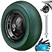 MASKO® PU Schubkarrenrad Vollgummi 200 kg 4.80/4.00-8 Ø 390mm Achse Ersatzrad Gummirad Stahlfelge Reifen pannensicher für Schubkarre Gartenkarren pannensicheres PU Rad inkl. Handschuhe, Dunkelgrün