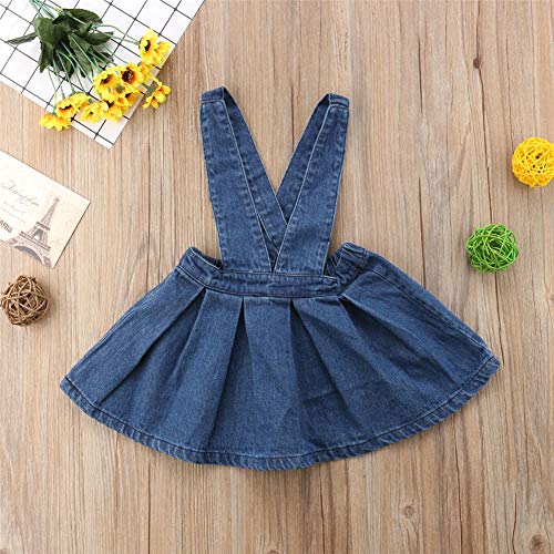 Rtnnsbbfcm Toddler Baby Girl Denim Suspender Skirt Party Pleated Overalls Skirts Dress Outfit (Blue, 6-12 Months) #TOP7