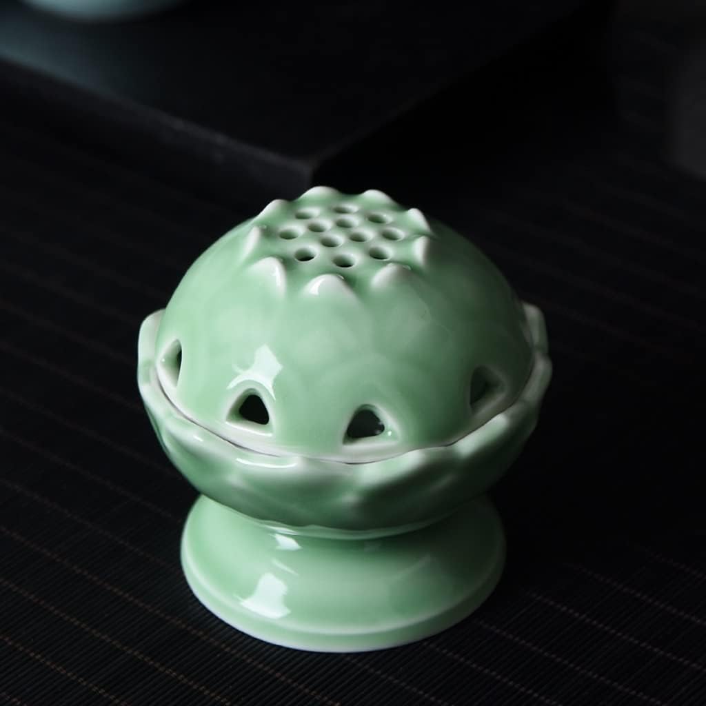 Incense Holder Incense Burner Incense Waterfall Celadon Lotus Incense Furnace With Cover Ceramic Stove Plate Incense Sandalwood Tower Incense Road Furnace Incense Powder Seal Fragrance Furnace Backflo