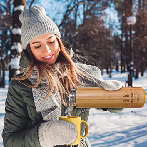 Chabamboo Bamboo Tumbler – 17Oz – W/Sip Cap & Handle – Insulated Tea And Coffee Thermos Flask + Loose Leaf Tea Steeper – Tea Infuser Bottle – Travel Mug For Hot & Cold Drinks #TOP4
