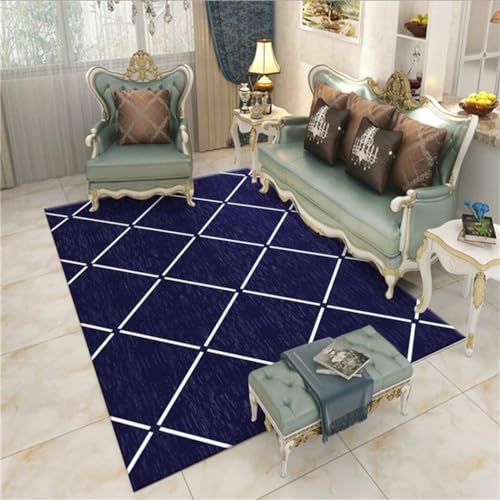 Tapis rectangle 300x400cm à motif de grille rayé simple