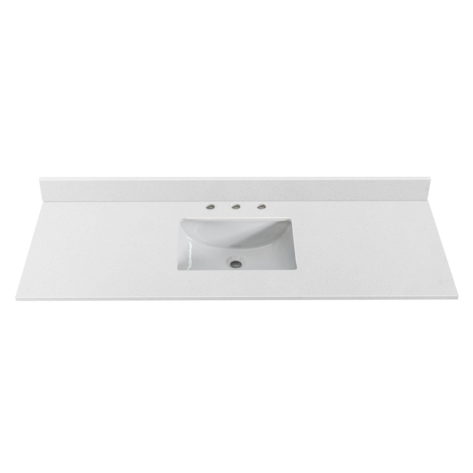 60 in. W x 22 in. D Quartz Bathroom Vanity Top, with Undermount Rectangular Single Sink, 8 Inch Widespread Faucet Hole and Backsplash Vanity Sink Top in Crystal White